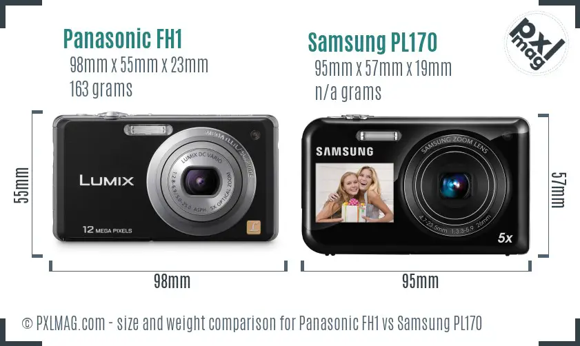 Panasonic FH1 vs Samsung PL170 size comparison