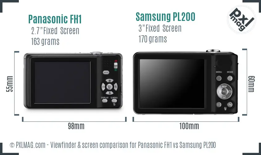 Panasonic FH1 vs Samsung PL200 Screen and Viewfinder comparison