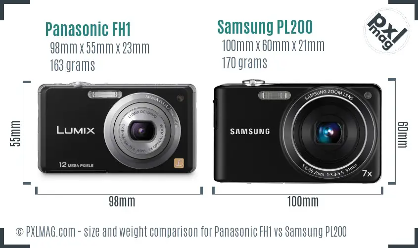 Panasonic FH1 vs Samsung PL200 size comparison