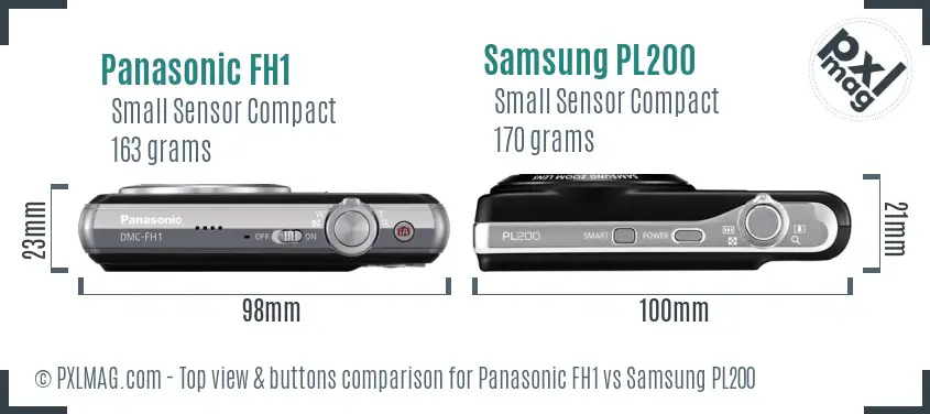 Panasonic FH1 vs Samsung PL200 top view buttons comparison