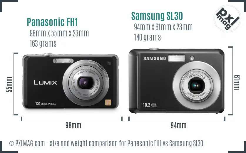 Panasonic FH1 vs Samsung SL30 size comparison