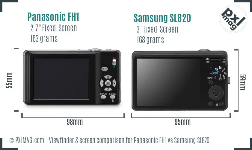 Panasonic FH1 vs Samsung SL820 Screen and Viewfinder comparison