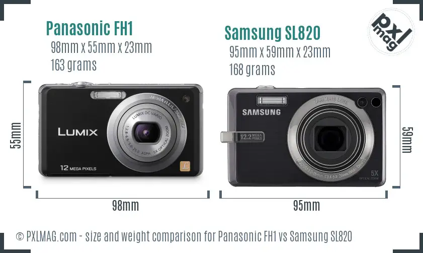 Panasonic FH1 vs Samsung SL820 size comparison