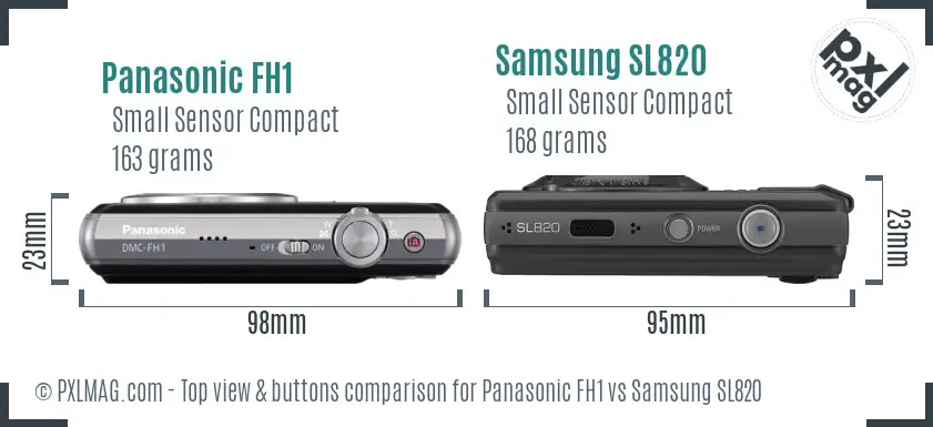 Panasonic FH1 vs Samsung SL820 top view buttons comparison