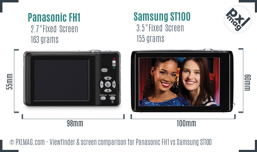 Panasonic FH1 vs Samsung ST100 Screen and Viewfinder comparison