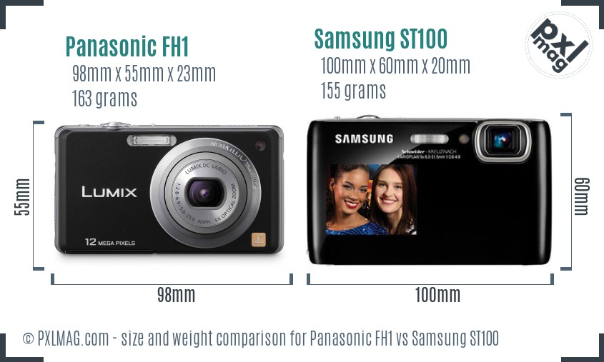 Panasonic FH1 vs Samsung ST100 size comparison