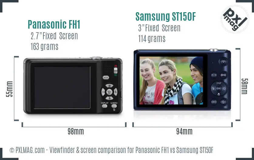 Panasonic FH1 vs Samsung ST150F Screen and Viewfinder comparison