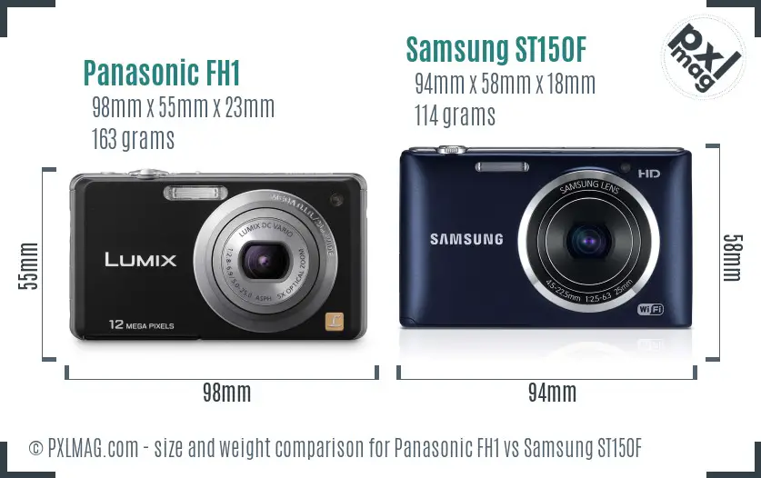 Panasonic FH1 vs Samsung ST150F size comparison