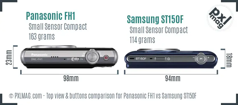 Panasonic FH1 vs Samsung ST150F top view buttons comparison