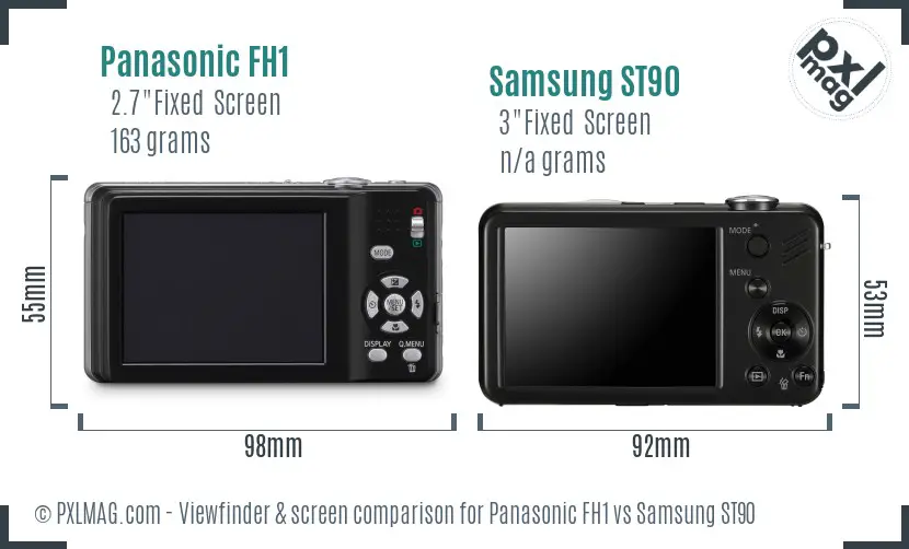 Panasonic FH1 vs Samsung ST90 Screen and Viewfinder comparison