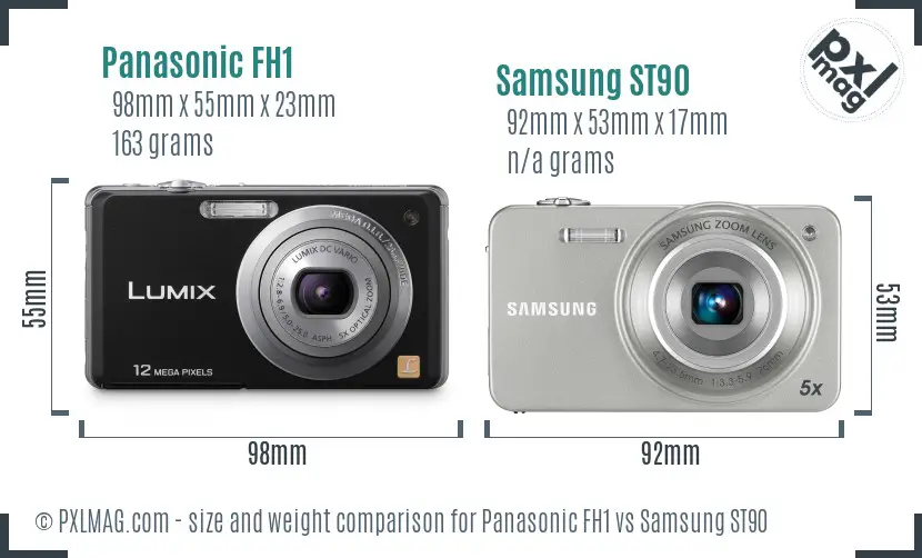 Panasonic FH1 vs Samsung ST90 size comparison