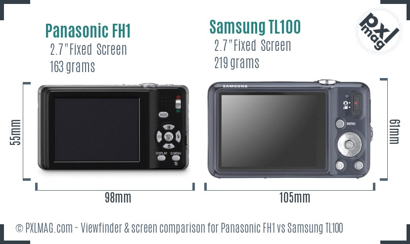 Panasonic FH1 vs Samsung TL100 Screen and Viewfinder comparison