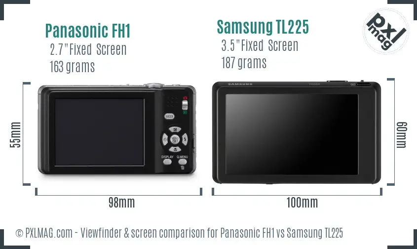 Panasonic FH1 vs Samsung TL225 Screen and Viewfinder comparison