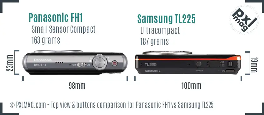 Panasonic FH1 vs Samsung TL225 top view buttons comparison
