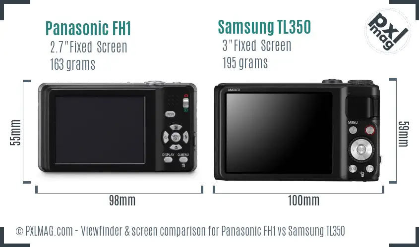 Panasonic FH1 vs Samsung TL350 Screen and Viewfinder comparison