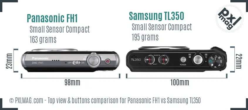Panasonic FH1 vs Samsung TL350 top view buttons comparison