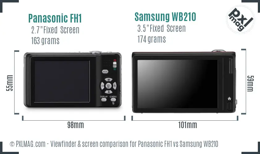 Panasonic FH1 vs Samsung WB210 Screen and Viewfinder comparison