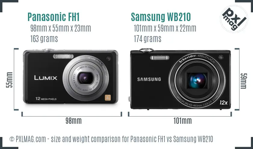 Panasonic FH1 vs Samsung WB210 size comparison