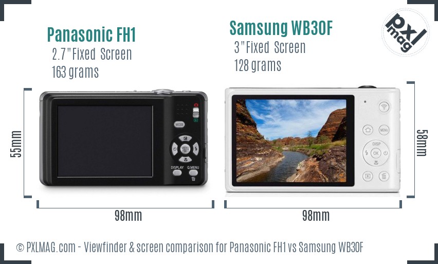 Panasonic FH1 vs Samsung WB30F Screen and Viewfinder comparison