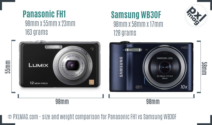 Panasonic FH1 vs Samsung WB30F size comparison Panasonic FH1 vs Samsung WB30F size comparison