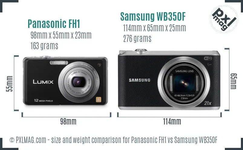 Panasonic FH1 vs Samsung WB350F size comparison