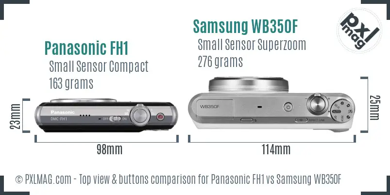 Panasonic FH1 vs Samsung WB350F top view buttons comparison