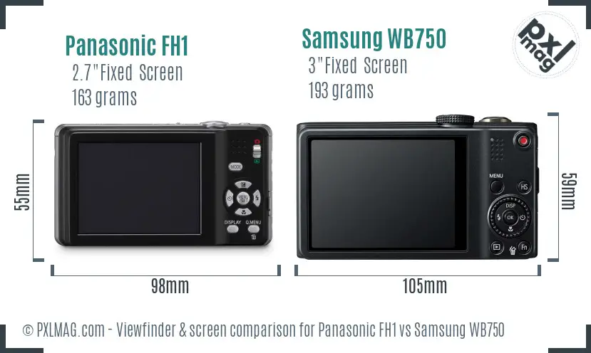 Panasonic FH1 vs Samsung WB750 Screen and Viewfinder comparison Panasonic FH1 vs Samsung WB750 Screen and Viewfinder comparison