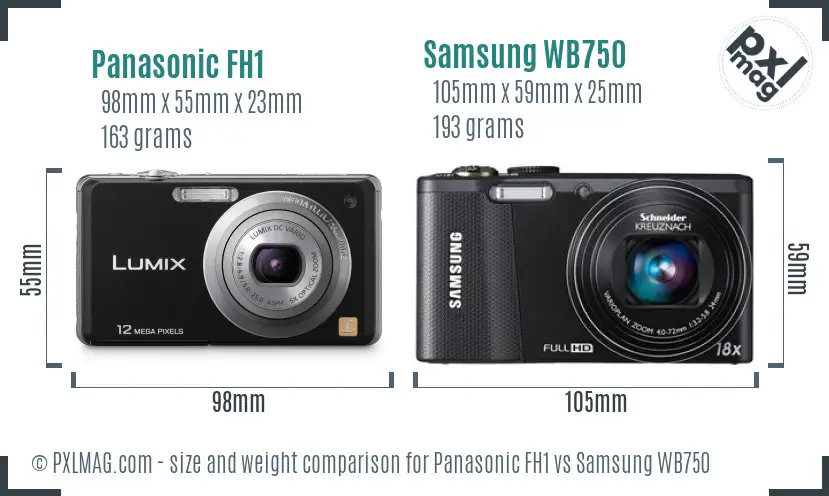 Panasonic FH1 vs Samsung WB750 size comparison Panasonic FH1 vs Samsung WB750 size comparison