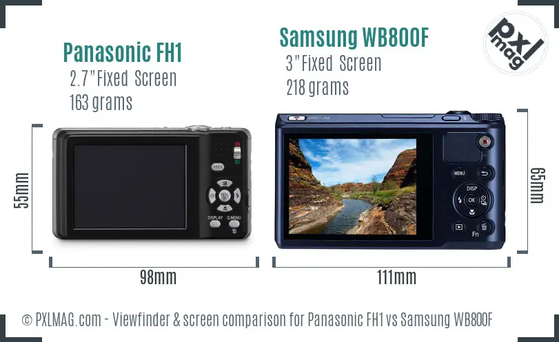 Panasonic FH1 vs Samsung WB800F Screen and Viewfinder comparison Panasonic FH1 vs Samsung WB800F Screen and Viewfinder comparison