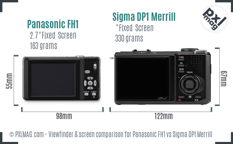 Panasonic FH1 vs Sigma DP1 Merrill Screen and Viewfinder comparison
