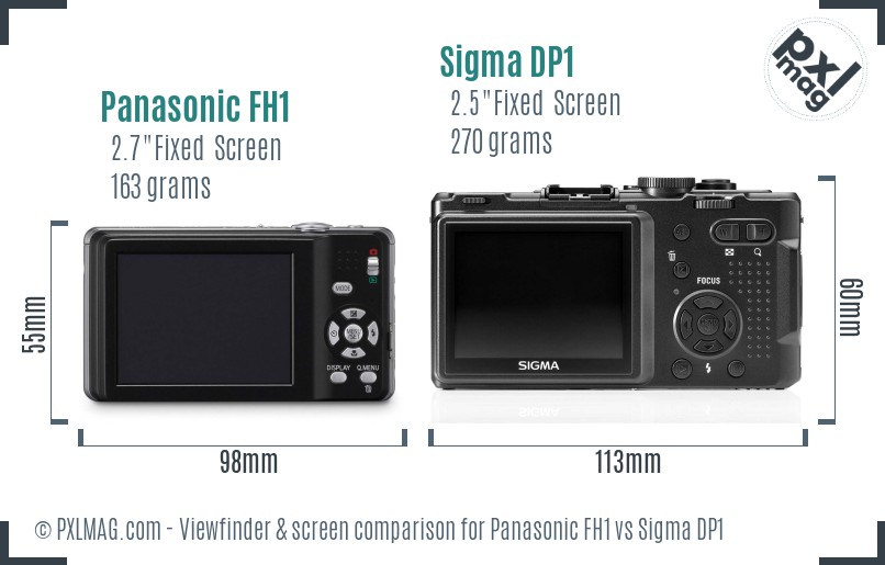 Panasonic FH1 vs Sigma DP1 Screen and Viewfinder comparison