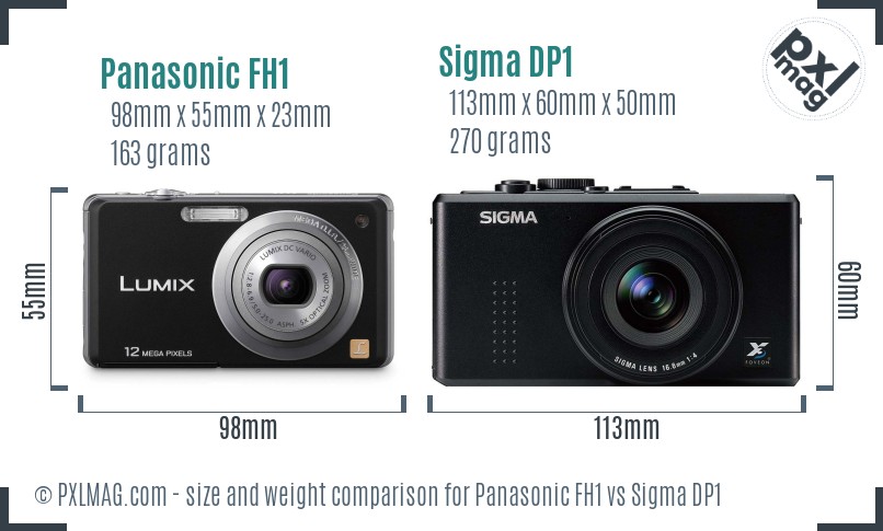 Panasonic FH1 vs Sigma DP1 size comparison Panasonic FH1 vs Sigma DP1 size comparison