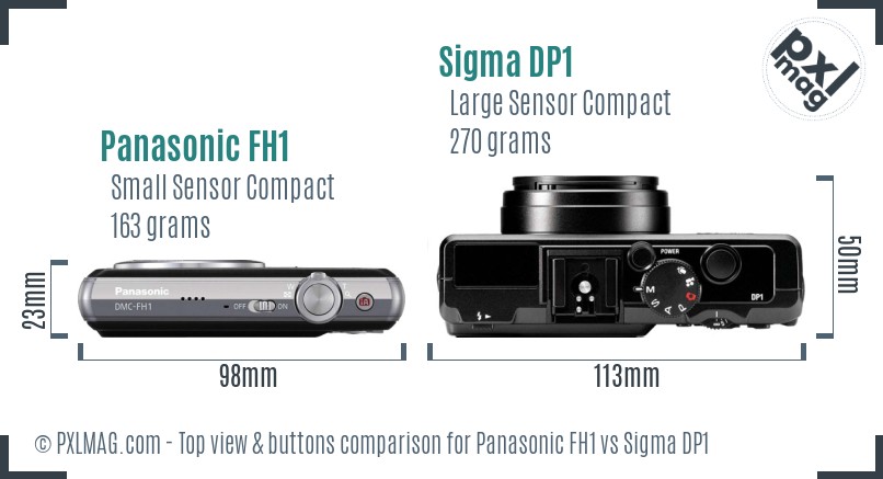 Panasonic FH1 vs Sigma DP1 top view buttons comparison