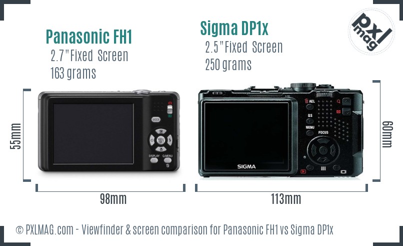 Panasonic FH1 vs Sigma DP1x Screen and Viewfinder comparison