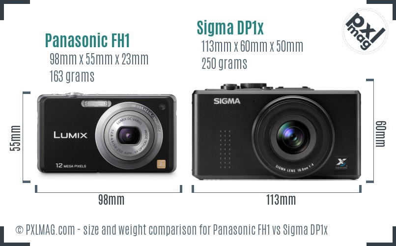 Panasonic FH1 vs Sigma DP1x size comparison