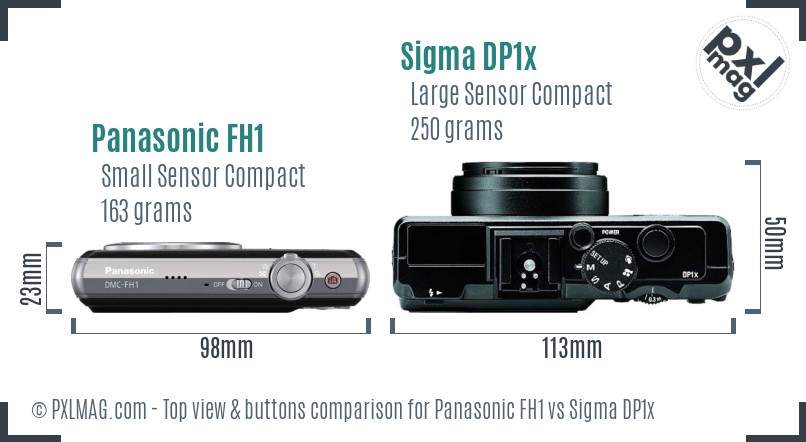 Panasonic FH1 vs Sigma DP1x top view buttons comparison