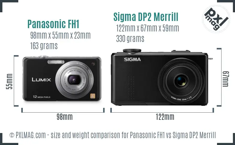 Panasonic FH1 vs Sigma DP2 Merrill size comparison