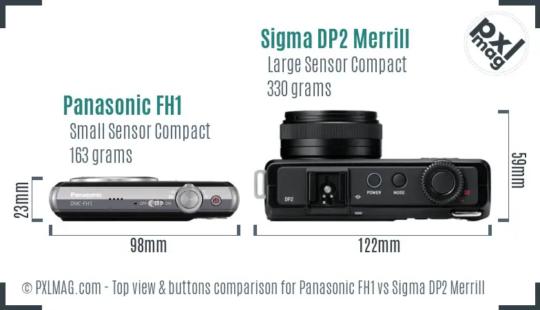 Panasonic FH1 vs Sigma DP2 Merrill top view buttons comparison