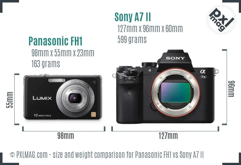 Panasonic FH1 vs Sony A7 II size comparison