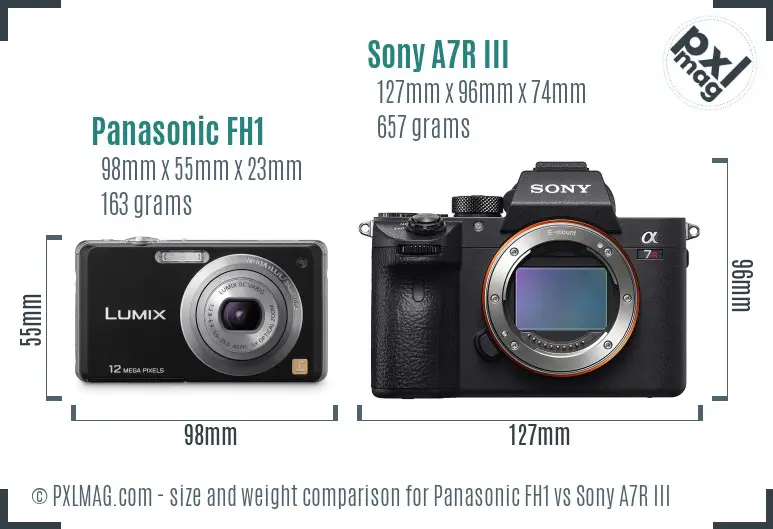 Panasonic FH1 vs Sony A7R III size comparison