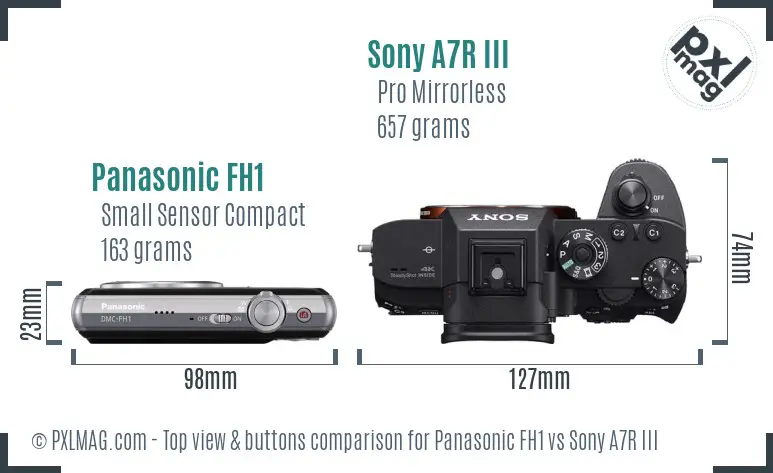Panasonic FH1 vs Sony A7R III top view buttons comparison