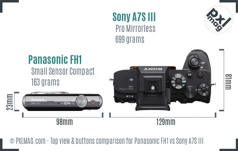 Panasonic FH1 vs Sony A7S III top view buttons comparison