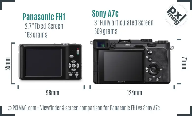 Panasonic FH1 vs Sony A7c Screen and Viewfinder comparison