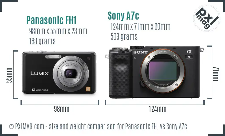 Panasonic FH1 vs Sony A7c size comparison