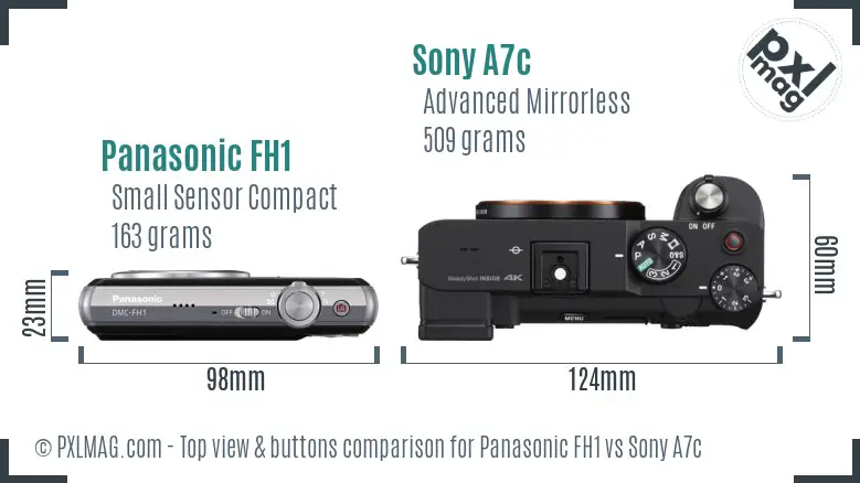 Panasonic FH1 vs Sony A7c top view buttons comparison