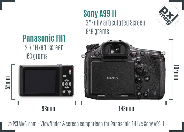 Panasonic FH1 vs Sony A99 II Screen and Viewfinder comparison