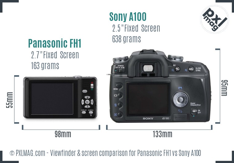 Panasonic FH1 vs Sony A100 Screen and Viewfinder comparison