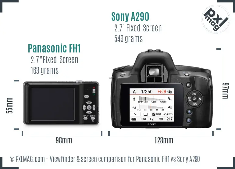 Panasonic FH1 vs Sony A290 Screen and Viewfinder comparison