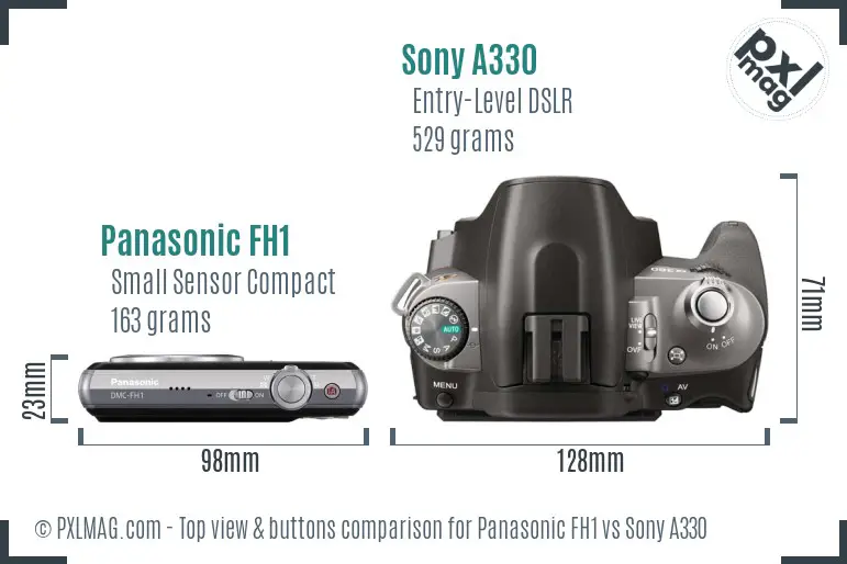 Panasonic FH1 vs Sony A330 top view buttons comparison