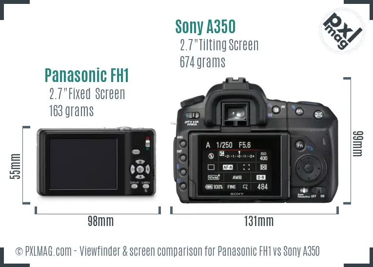Panasonic FH1 vs Sony A350 Screen and Viewfinder comparison